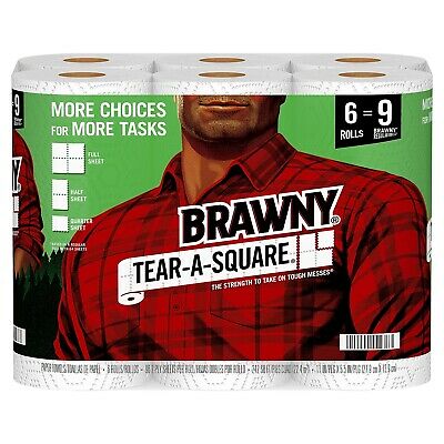 Brawny Tear-A-Square Kitchen Roll Paper Towels 2-Ply 96 Sheets/Roll 44276