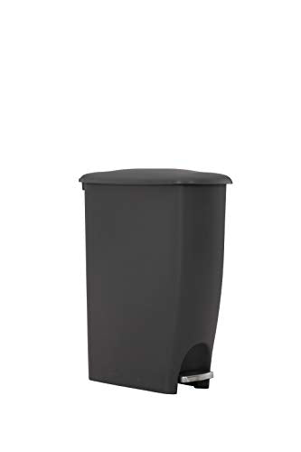 Rubbermaid Step On Lid Slim Trash Can for Home, Kitchen, and Laundry Room Garbage, 11.25 Gallon, Charcoal