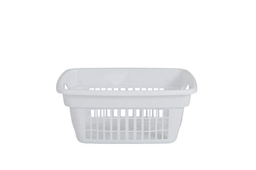Rubbermaid Through-Handle Laundry Basket, Easy Grab Handle, White, Laundry, Storage, Bathroom, Bedroom, Home Closet Clothes Basket
