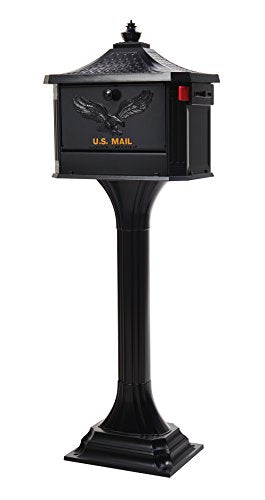 Gibraltar Mailboxes Pedestal Large Capacity Cast Aluminum Black, Mailbox & Post Combo, PED0000B