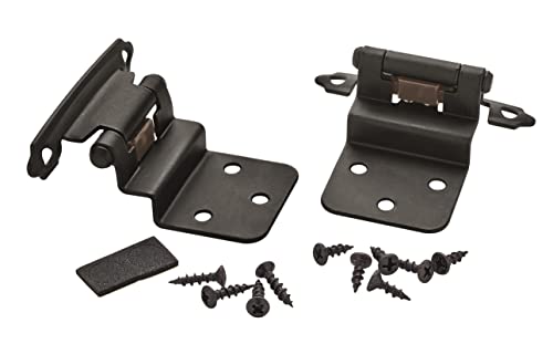 Amerock | Cabinet Hinge | 3/8 inch (10 mm) Inset Hinge with Variable Overlay | Matte Black | 2 Pack | Self-Closing Hinge | Face Mount Hinge | Cabinet Door Hinge