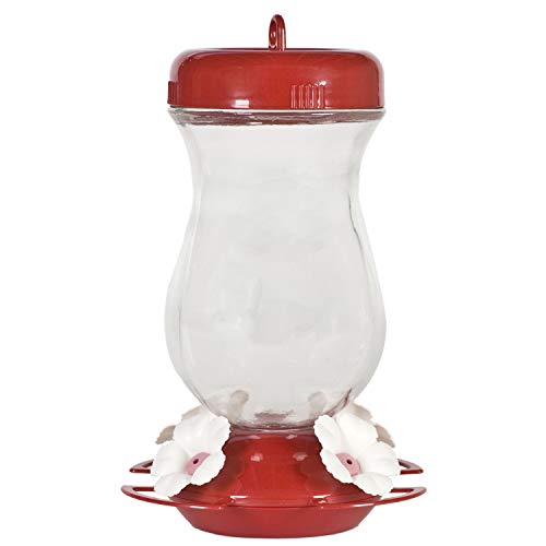 Perky-Pet 132TF 24-Ounce Glass Top Fill Hummingbird Feeder,Red,Large