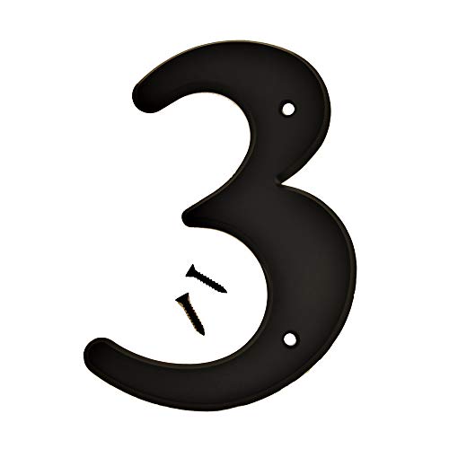 Hy-Ko Products 30203 Plastic House Number 3 (THREE) 6" High, Black, 1 Piece