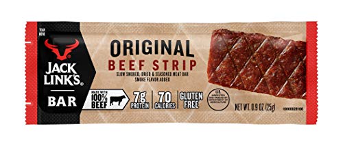 Jack Link’s Beef Strips, Original, 1 Count – Great Protein Bar, Meat Bar with 8g of Protein and 70 Calories, Made with 100% Premium Beef, Gluten Free, No added MSG or Nitrates/Nitrites