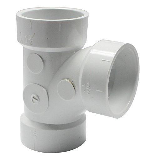 Canplas 192151L PVC DWV Sanitary Tee, 1-1/2-Inch, White