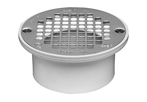 Oatey 43583 PVC Drain with 5-Inch Stainless Steel Strainer, 3-Inch or 4-Inch, white