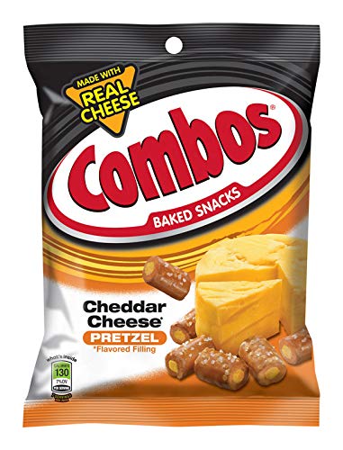 Combos Baked Snacks Cheddar Cheese Filled Pretzels 6.2 oz. Pegged - Case of: 12; Each Pack Qty: 1