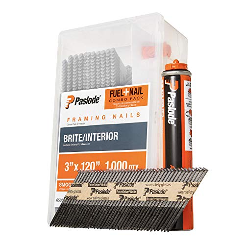 Paslode, Framing Nails and Fuel Pack, 650524, 3 inch x .120 Gauge, Smooth Brite, 1 Fuel Cell and 1,000 Nails