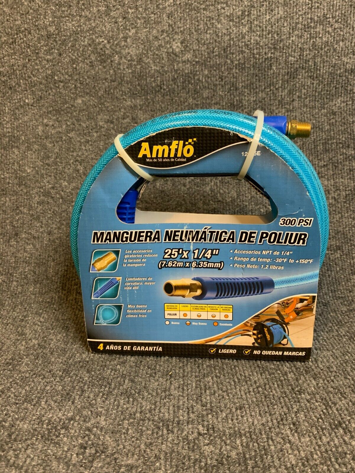 Amflo 25' Polyurethane Air Hose - Non-Marring Swivel Fittings Lightweight 300PSI