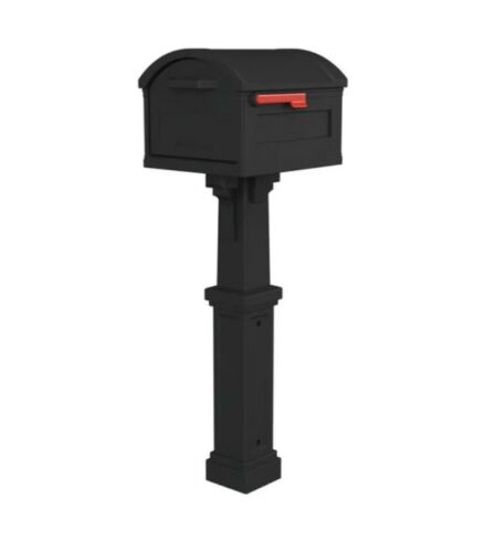 Gibraltar Mailboxes GHC40B01 Black Grand Haven Mailbox and Post Combo X-Large