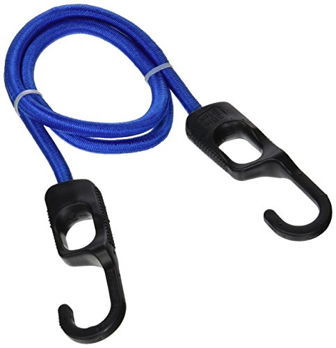 ProSource 0336685 Braided Heavy Duty Bungee Cord, 9 mm Dia x 36 in L, Plastic Hook, Hook End, Blue