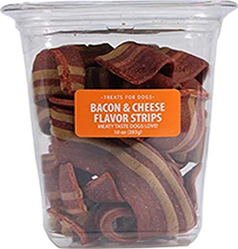Meaty Treats Triumph PET Industries Bacon & Cheese Flavor Strips Dog Treats,Brown,10 oz.